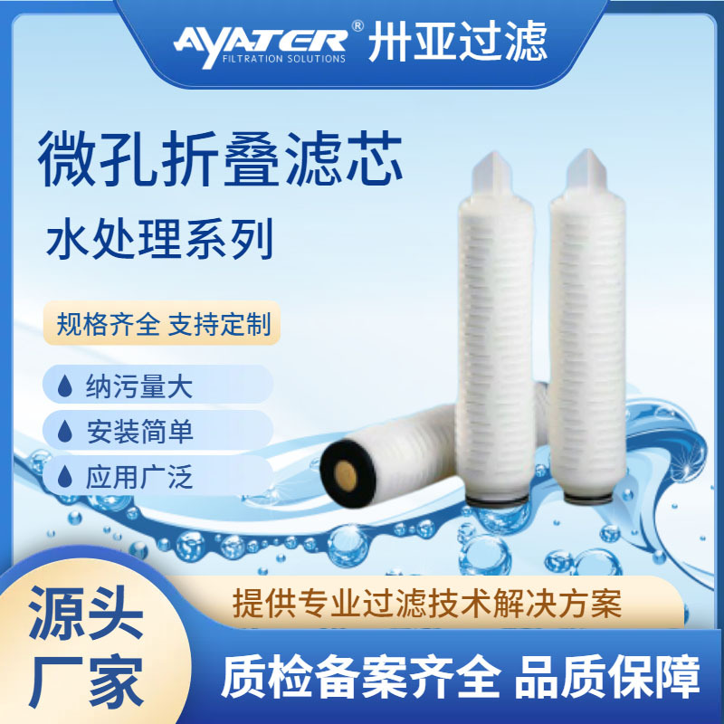 卅亚过滤10英寸0.45um亲水性折叠滤芯