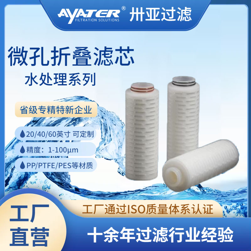 卅亚过滤10英寸0.45um亲水性折叠滤芯